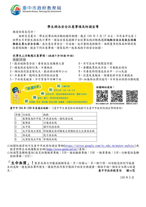 水域安全及防溺宣導